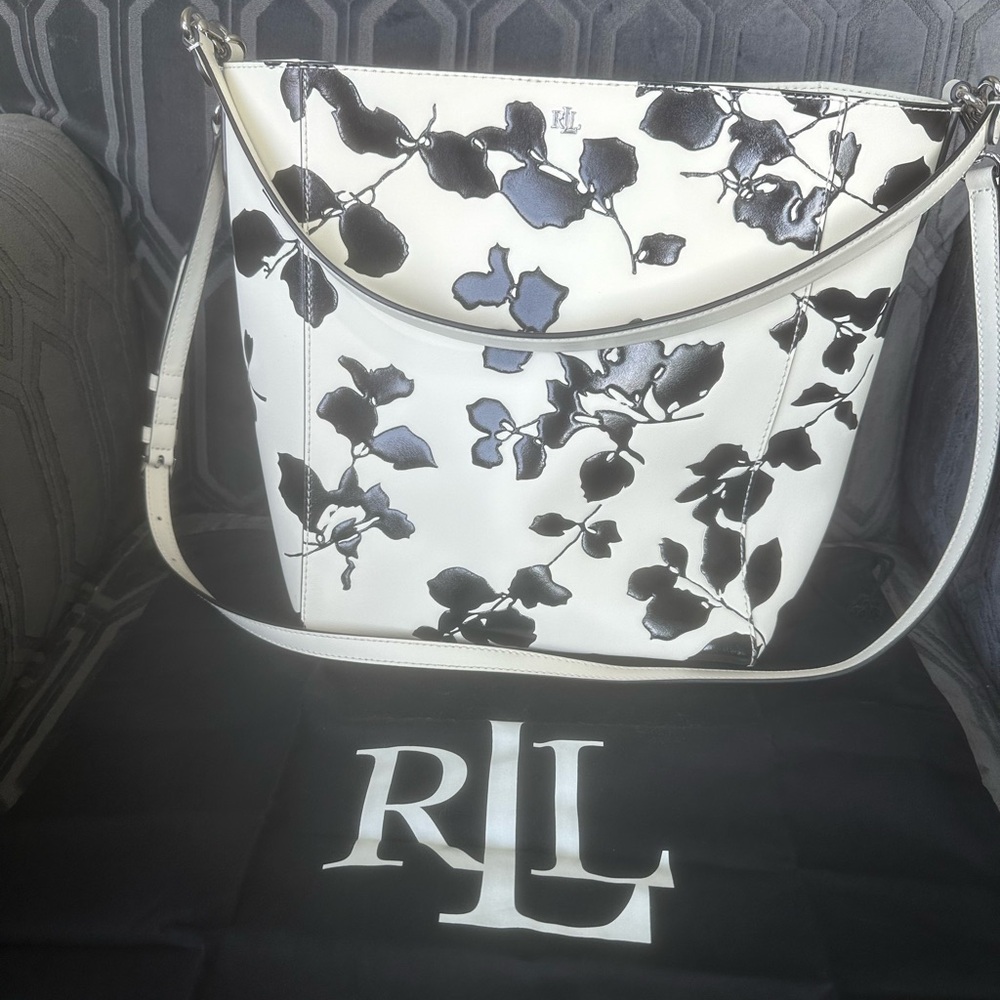 White and Black Floral Women's Bag